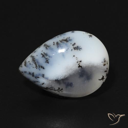 3.60ct Natürlicher Mehrfarbiges Weiß Dendritischer-Achat, Birnenform, Lichtundurchlässig