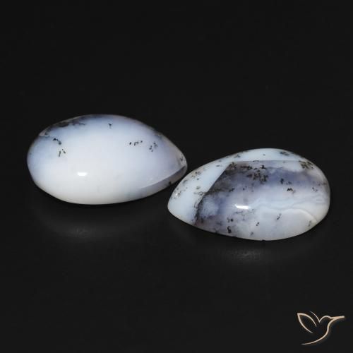 13.14 ct natürliche Weiß mit Schwarz Dendritischer-Achat-Edelsteine, Birnenform, Lichtundurchlässig