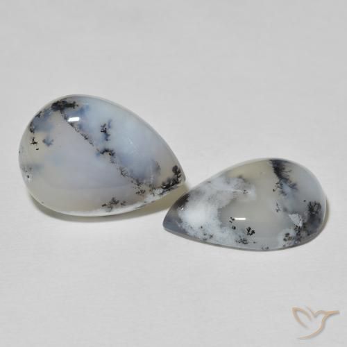 17.55 ct natürliche Mehrfarbiges Weiß Dendritischer-Achat-Edelsteine, Birnenform, Lichtundurchlässig