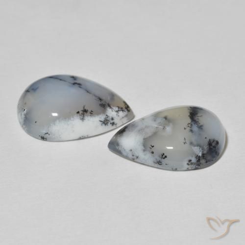 17.55 ct natürliche Mehrfarbiges Weiß Dendritischer-Achat-Edelsteine, Birnenform, Lichtundurchlässig