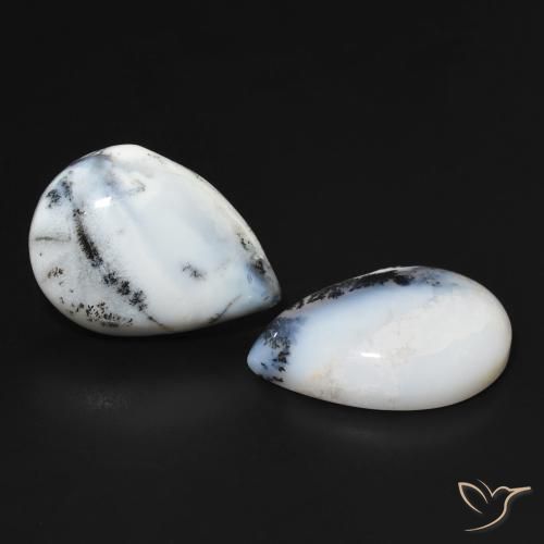 15.54 ct natürliche Mehrfarbiges Weiß Dendritischer-Achat-Edelsteine, Birnenform, Lichtundurchlässig