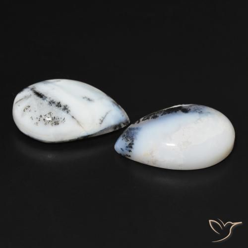 15.54 ct natürliche Mehrfarbiges Weiß Dendritischer-Achat-Edelsteine, Birnenform, Lichtundurchlässig