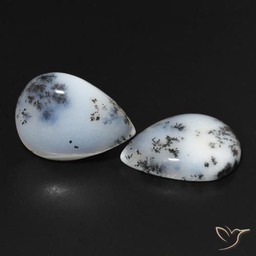 22.95 ct natürliche Weiß mit Schwarz Dendritischer-Achat-Edelsteine, Birnenform, Lichtundurchlässig