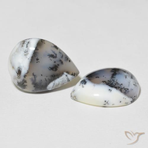 21.60 ct natürliche Mehrfarbiges Weiß Dendritischer-Achat-Edelsteine, Birnenform, Lichtundurchlässig