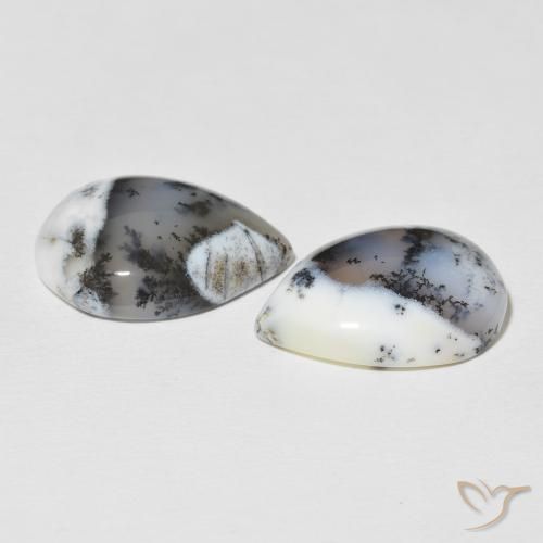 21.60 ct natürliche Mehrfarbiges Weiß Dendritischer-Achat-Edelsteine, Birnenform, Lichtundurchlässig