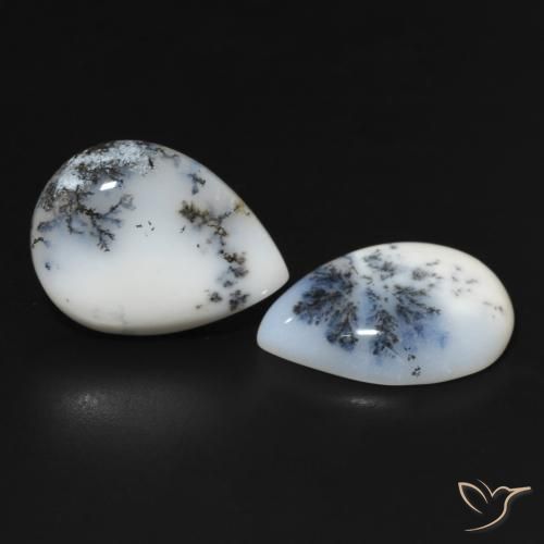 23.24 ct natürliche Mehrfarbiges Weiß Dendritischer-Achat-Edelsteine, Birnenform, Lichtundurchlässig
