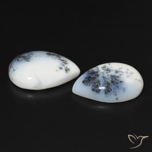 23.24 ct natürliche Mehrfarbiges Weiß Dendritischer-Achat-Edelsteine, Birnenform, Lichtundurchlässig