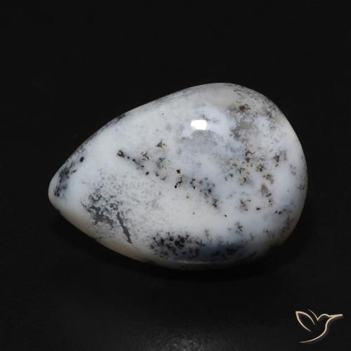 3.56ct Natürlicher Weiß mit Schwarz Dendritischer-Achat, Birnenform, Lichtundurchlässig