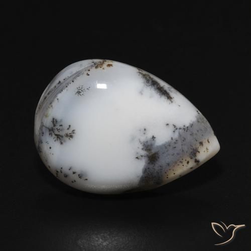8.28ct Natürlicher Weiß mit Schwarz Dendritischer-Achat, Birnenform, Lichtundurchlässig