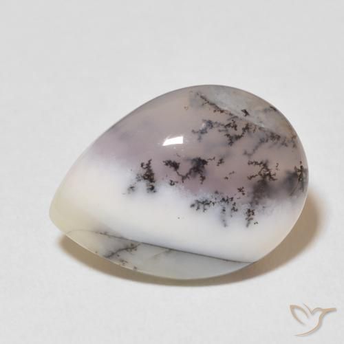 8.55ct Natürlicher Mehrfarbiges Weiß Dendritischer-Achat, Birnenform, Lichtundurchlässig