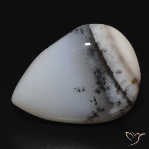 10.76ct Natürlicher Weiß mit Schwarz Dendritischer-Achat, Birnenform, Lichtundurchlässig