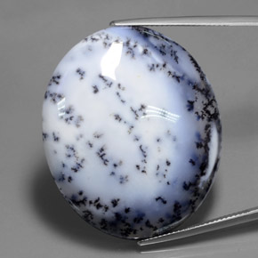 9,17 ctw natürlicher Mehrfarbig Dendritischer Chalcedon, Oval Schliff, Lichtdurchlässig