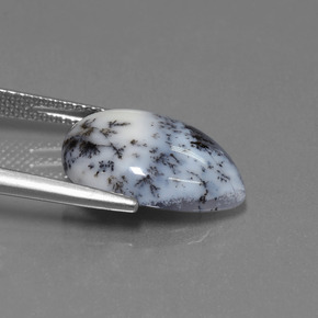 6,56 ctw natürlicher mehrfarbiger Dendritischer Chalcedon, Birnenform, Lichtdurchlässig