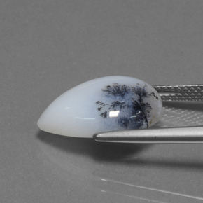 9,17 ctw natürlicher Mehrfarbig Dendritischer Chalcedon, Birnenform, Lichtdurchlässig