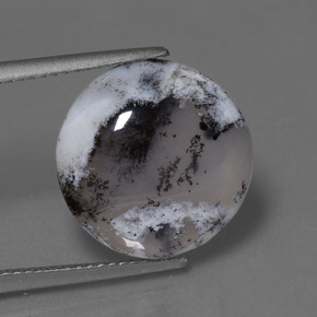 7,64 ctw natürlicher mehrfarbiger Dendritischer Chalcedon, Rundschliff, Lichtdurchlässig