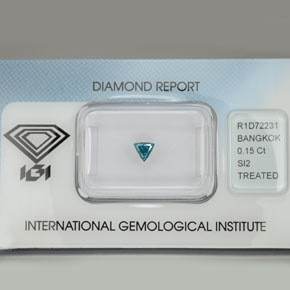 0,15 ctw natürlicher grüner Diamant, Trillion, SI