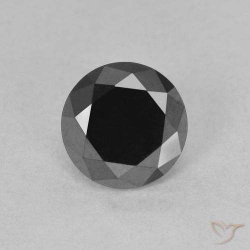 0,95 ctw natürlicher schwarzer Diamant, Rundschliff, Lichtundurchlässig