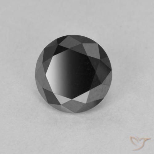 0,95 ctw natürlicher schwarzer Diamant, Rundschliff, Lichtundurchlässig