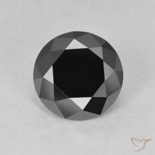 0.91ct Natürlicher Schwarz Diamant, Runden, Lichtundurchlässig