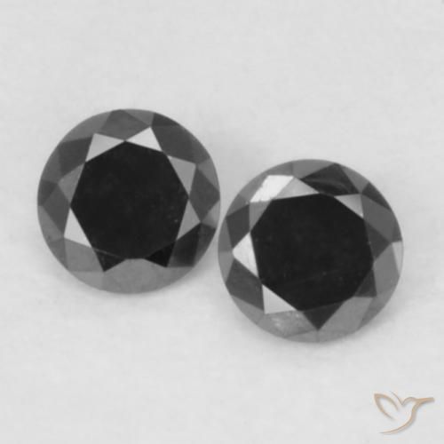 0.09ctw Natürlicher Schwarz Diamant, Runden, Lichtundurchlässig, Photo A