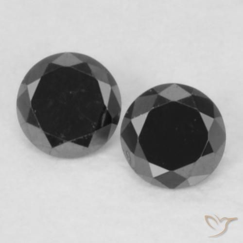 0.11ctw Natürlicher Schwarz Diamant, Runden, Lichtundurchlässig