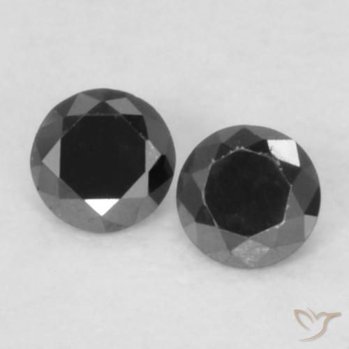 0.09ctw Natürlicher Schwarz Diamant, Runden, Lichtundurchlässig