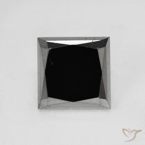0.98ct Natürlicher Schwarz Diamant, Quadrat, Lichtundurchlässig