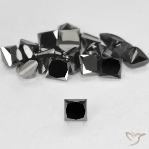 0.12ct Natürlicher Schwarz Diamant, Quadrat, Lichtundurchlässig