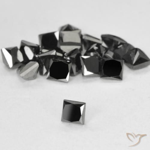 9,17 ctw natürlicher Schwarz Diamant, Quadrat, Lichtundurchlässig