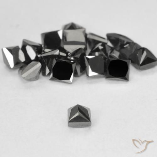 9,17 ctw natürlicher Schwarz Diamant, Quadrat, Lichtundurchlässig