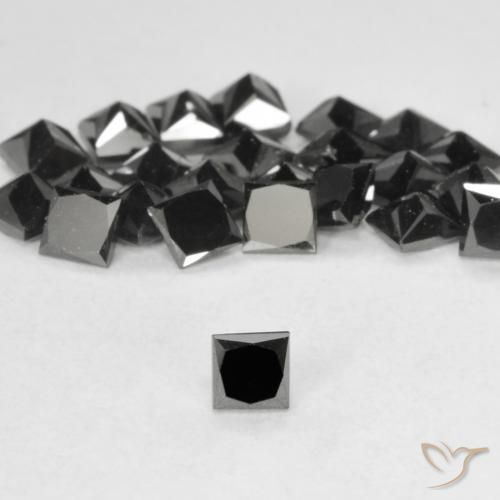0.13ct Natürlicher Schwarz Diamant, Quadrat, Lichtundurchlässig