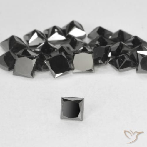 9,17 ctw natürlicher Schwarz Diamant, Quadrat, Lichtundurchlässig