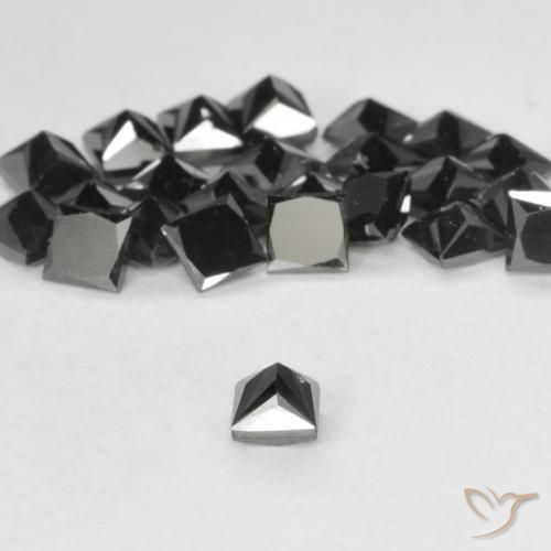9,17 ctw natürlicher Schwarz Diamant, Quadrat, Lichtundurchlässig