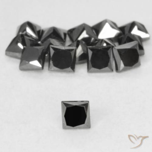 0.08ct Natürlicher Schwarz Diamant, Quadrat, Lichtundurchlässig
