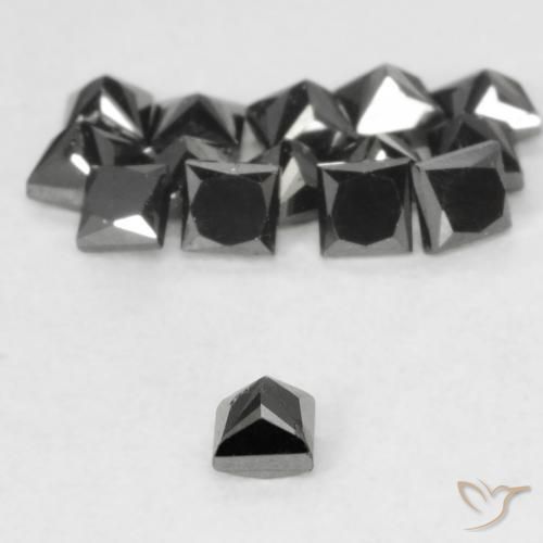 9,17 ctw natürlicher Schwarz Diamant, Quadrat, Lichtundurchlässig