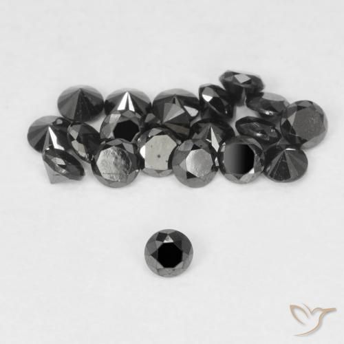0.03ct Natürlicher Schwarz Diamant, Runden, Lichtundurchlässig