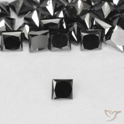 0.10ct Natürlicher Schwarz Diamant, Quadrat, Lichtundurchlässig