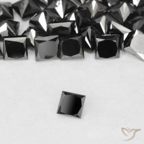9,17 ctw natürlicher Schwarz Diamant, Quadrat, Lichtundurchlässig