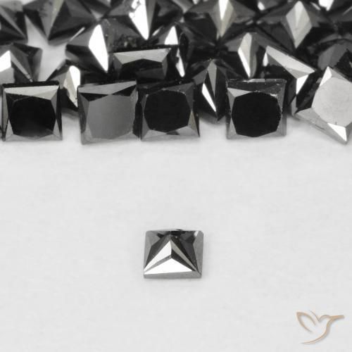 9,17 ctw natürlicher Schwarz Diamant, Quadrat, Lichtundurchlässig