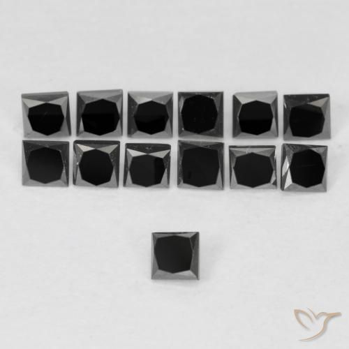 0.11ct Natürlicher Schwarz Diamant, Quadrat, Lichtundurchlässig
