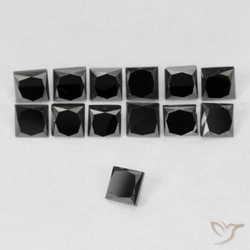 9,17 ctw natürlicher Schwarz Diamant, Quadrat, Lichtundurchlässig