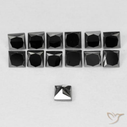 9,17 ctw natürlicher Schwarz Diamant, Quadrat, Lichtundurchlässig