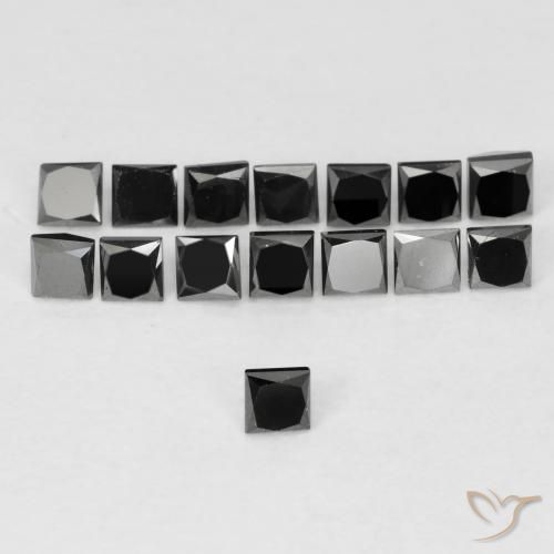 0.09ct Natürlicher Schwarz Diamant, Quadrat, Lichtundurchlässig