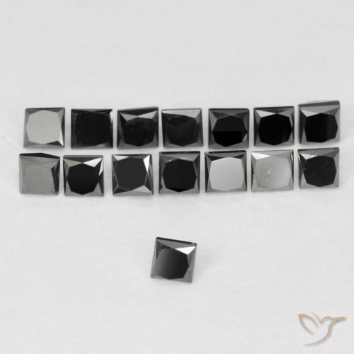 9,17 ctw natürlicher Schwarz Diamant, Quadrat, Lichtundurchlässig