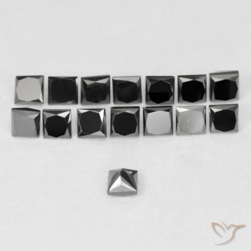 9,17 ctw natürlicher Schwarz Diamant, Quadrat, Lichtundurchlässig