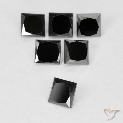 9,17 ctw natürlicher Schwarz Diamant, Quadrat, Lichtundurchlässig