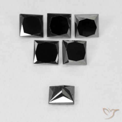 9,17 ctw natürlicher Schwarz Diamant, Quadrat, Lichtundurchlässig