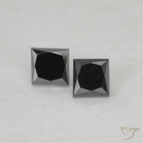 0.13ctw Natürlicher Schwarz Diamant, Quadrat, Lichtundurchlässig