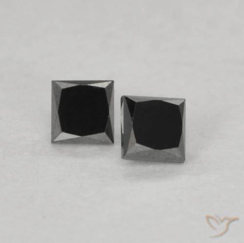 0.13ctw Natürlicher Schwarz Diamant, Quadrat, Lichtundurchlässig