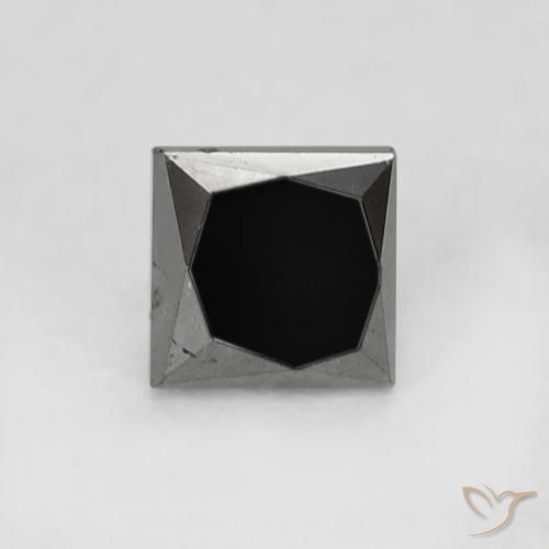 9,17 ctw natürlicher Schwarz Diamant, Quadrat, Lichtundurchlässig